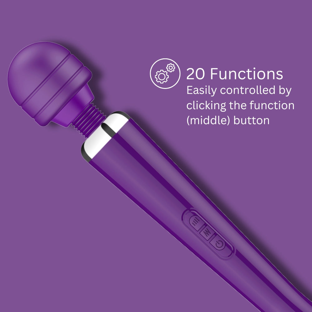 Purple Loving Joy rechargeable magic wand vibrator with a sleek design and flexible head for targeted pleasure.
