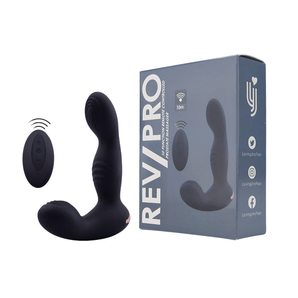 Rev-Pro 10-function remote-controlled prostate massager with anal beads, designed for targeted pleasure and easy operation.