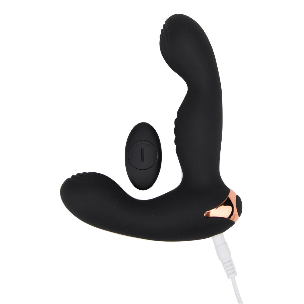 Rev-Pro 10-function remote-controlled prostate massager with charging port, designed for anal stimulation and pleasure.