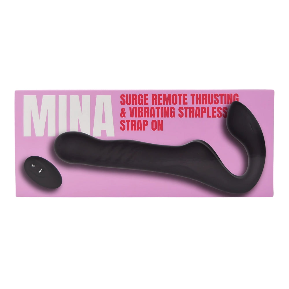 MINA Surge remote-controlled strapless strap-on with thrusting and vibrating features, designed for intimate pleasure.