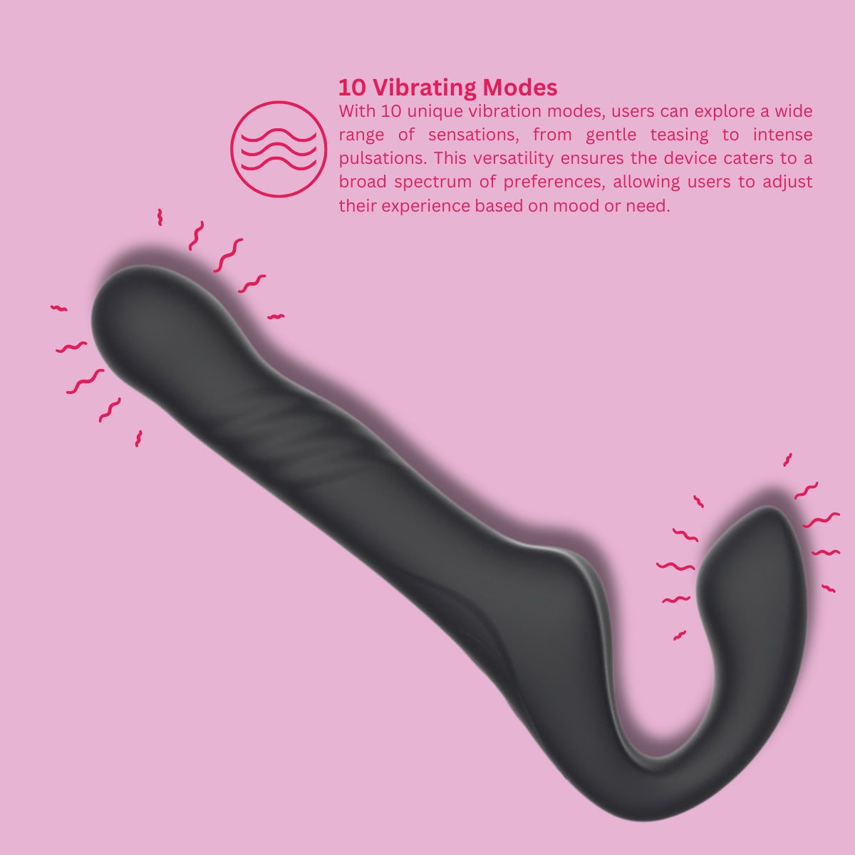 MINA Surge remote-controlled strapless strap-on with thrusting and vibrating features, featuring sleek design and adjustable straps.