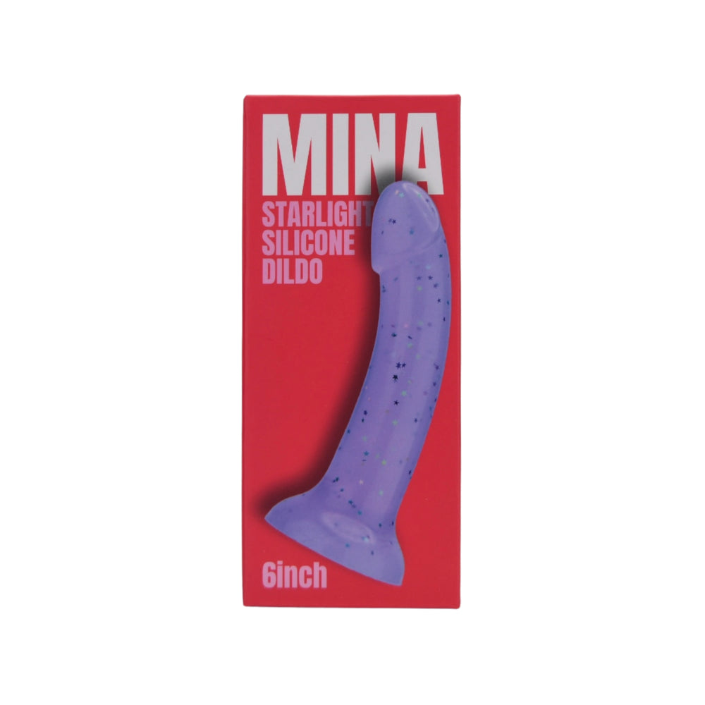 MINA Starlight silicone dildo showing smooth, curved design with realistic texture, designed for adult pleasure use.