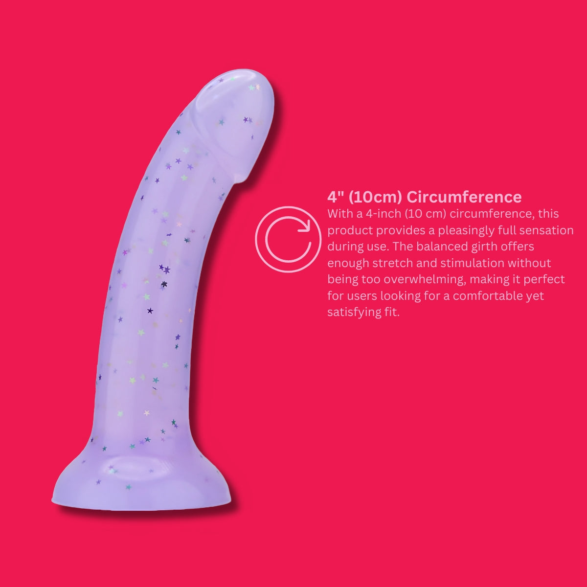 MINA Starlight silicone dildo showing smooth, curved design and vibrant purple color for intimate pleasure.