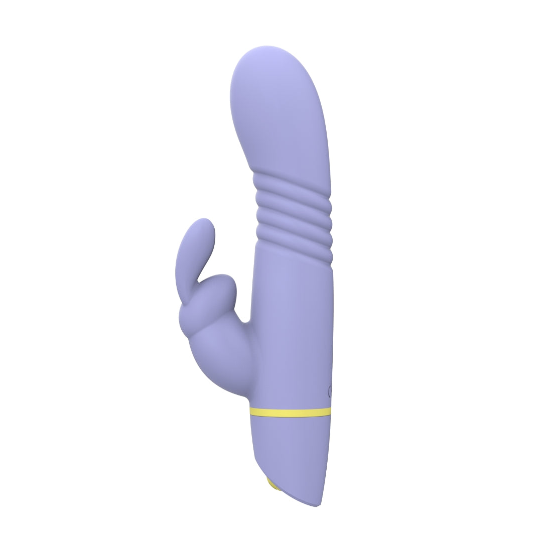 MINA Tide Thrusting Rabbit Vibrator featuring dual stimulators, sleek design, and textured surface for enhanced pleasure.