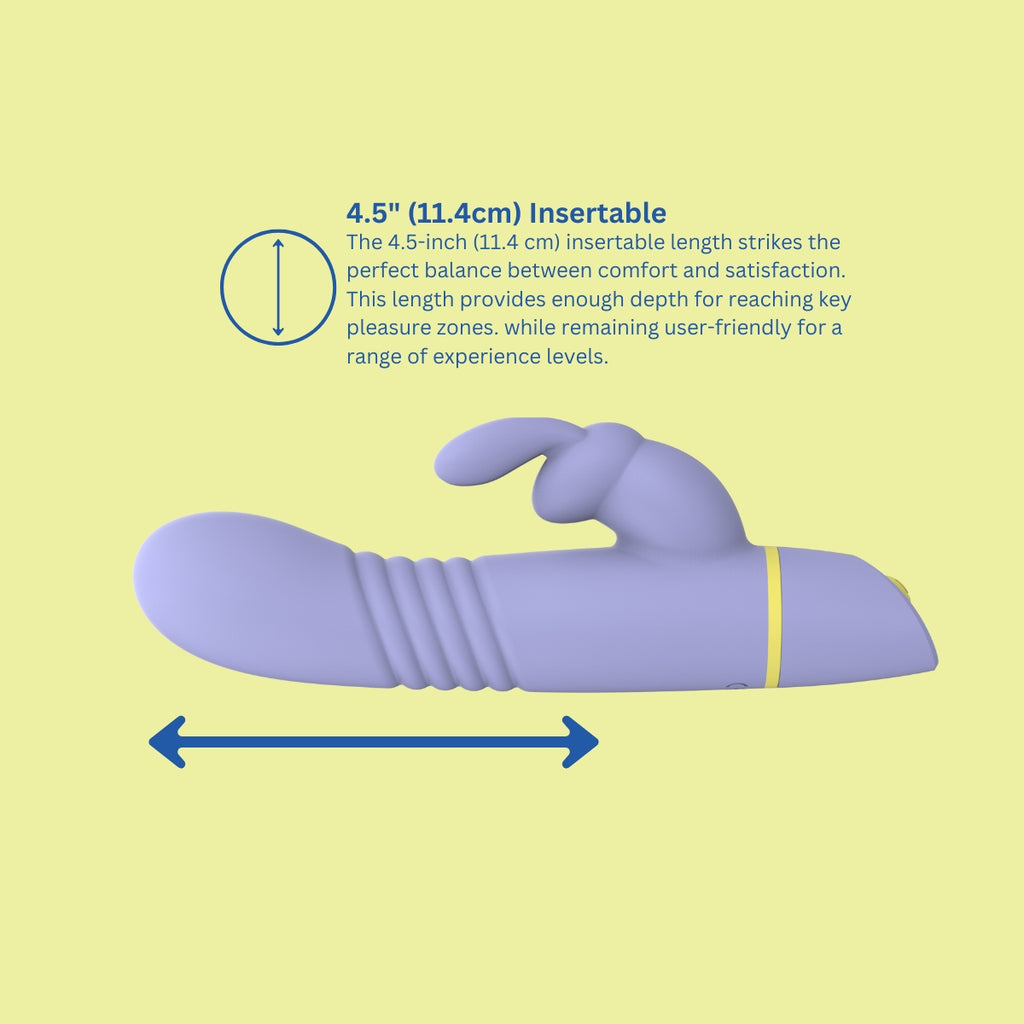 MINA Tide Thrusting Rabbit Vibrator showing the textured body and dual motor design for pleasure and stimulation.