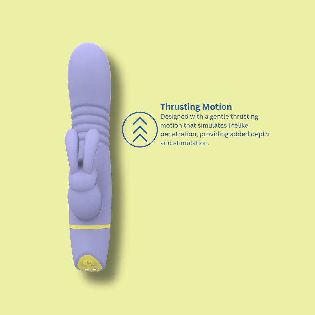 MINA Tide Thrusting Rabbit Vibrator, showing sleek design, dual motors, and textured surface for intense pleasure.