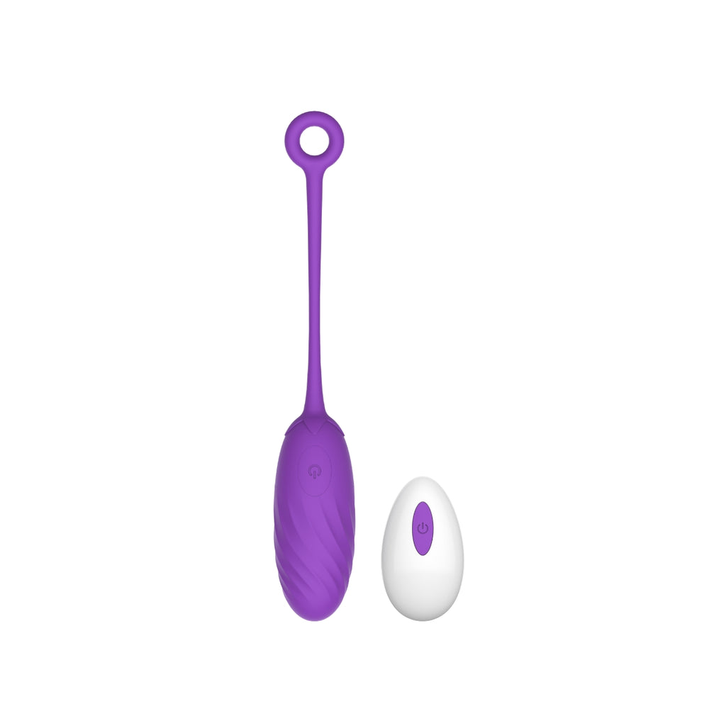 MINA Celeste 10-function love egg showing smooth, purple silicone exterior with control buttons, designed for intimate pleasure.