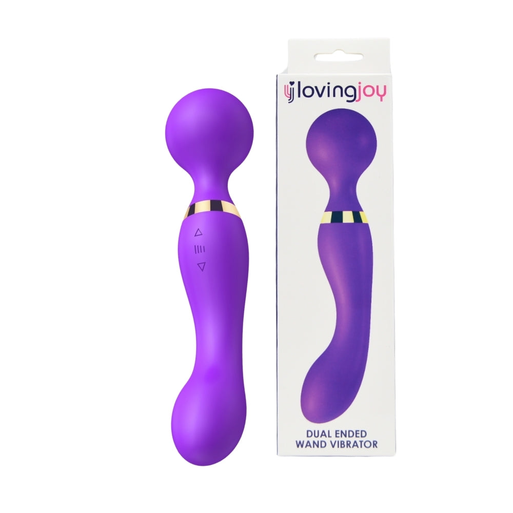 Loving Joy dual-ended wand vibrator with smooth silicone surface and flexible design for versatile pleasure.