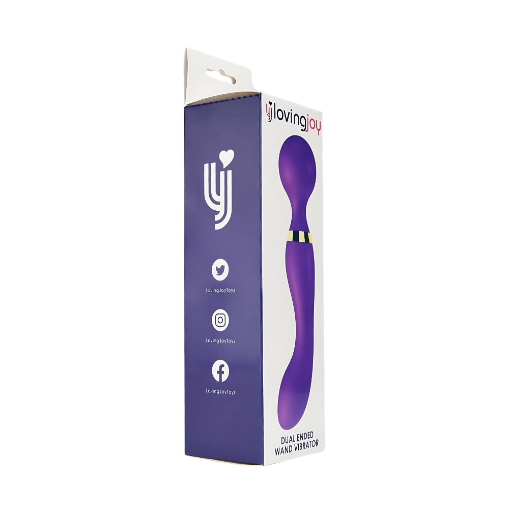 Loving Joy dual-ended wand vibrator with textured ends and ergonomic handle, designed for versatile adult pleasure.