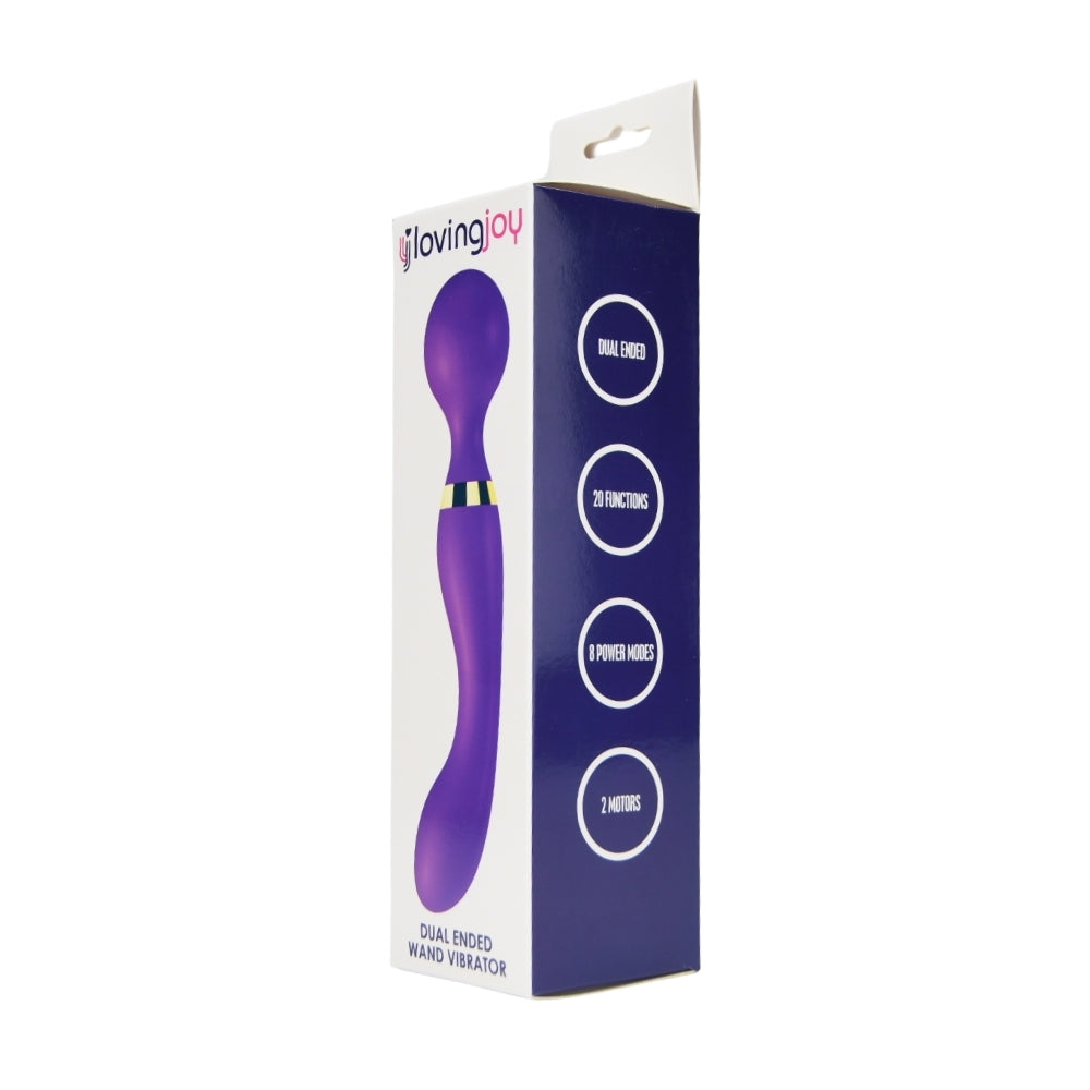 Loving Joy dual-ended wand vibrator with sleek design, featuring flexible silicone tips for versatile pleasure.
