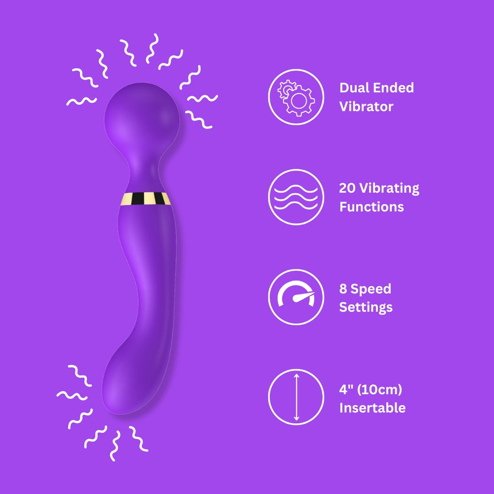Loving Joy Dual Ended Wand Vibrator with smooth, curved design and dual vibrating tips for versatile pleasure.