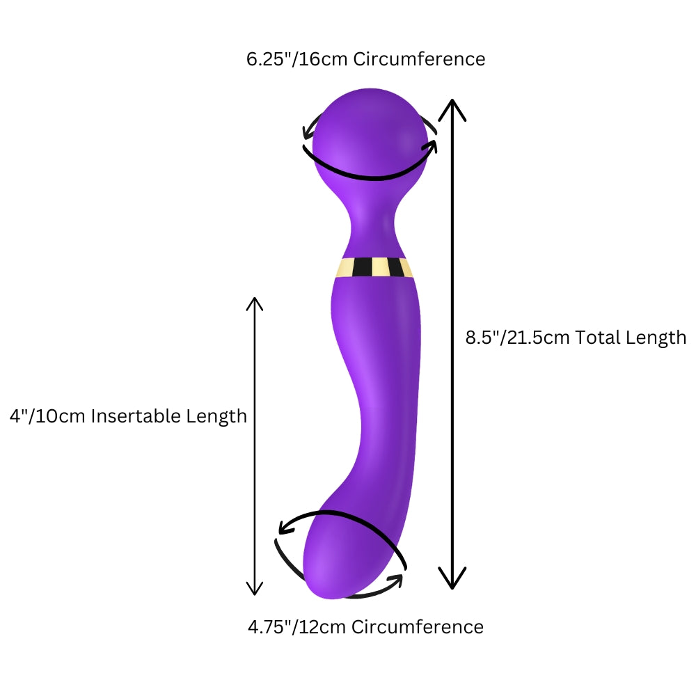 Loving Joy dual-ended wand vibrator showing two flexible silicone tips designed for versatile pleasure.