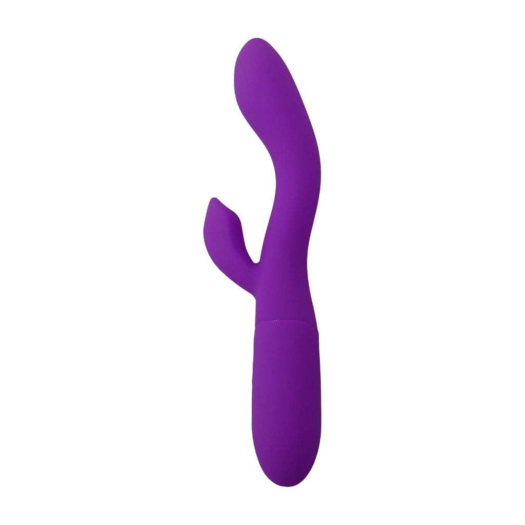 Mina Sensation Rabbit Vibrator in vibrant purple with dual stimulation design and smooth silicone finish.