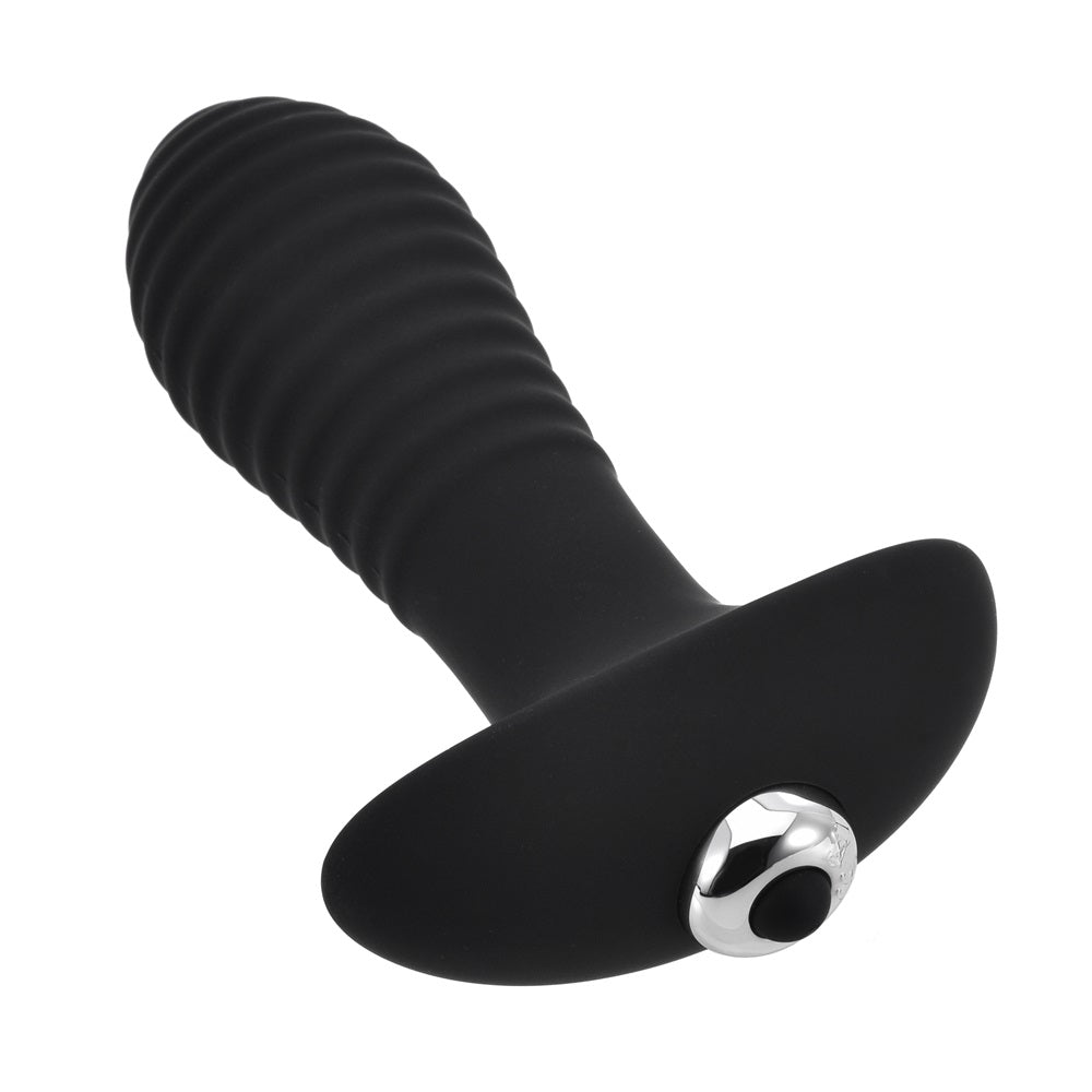 Loving Joy Swirl 7-function vibrating butt plug, smooth silicone design with swirl pattern, for enhanced pleasure.