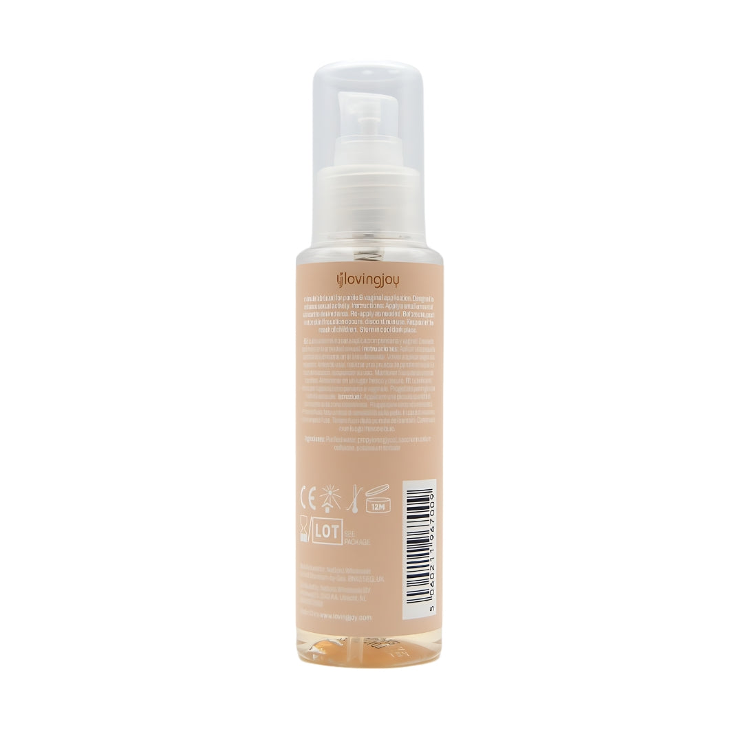Loving Joy Chocolate Flavored Lubricant 100ml bottle, smooth texture, dark brown liquid, designed for intimate use.