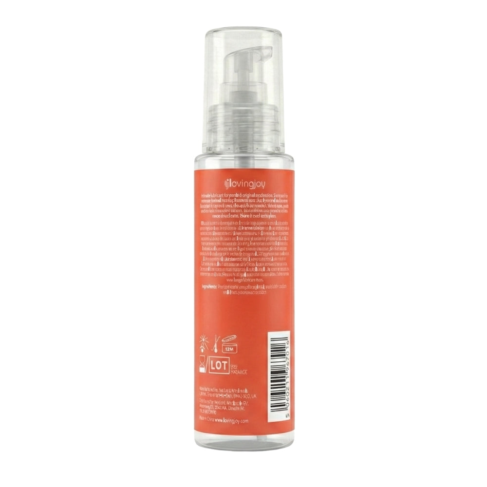 Loving Joy Strawberry Flavored Lubricant 100ml bottle with pink and white packaging, showing the product label and branding.