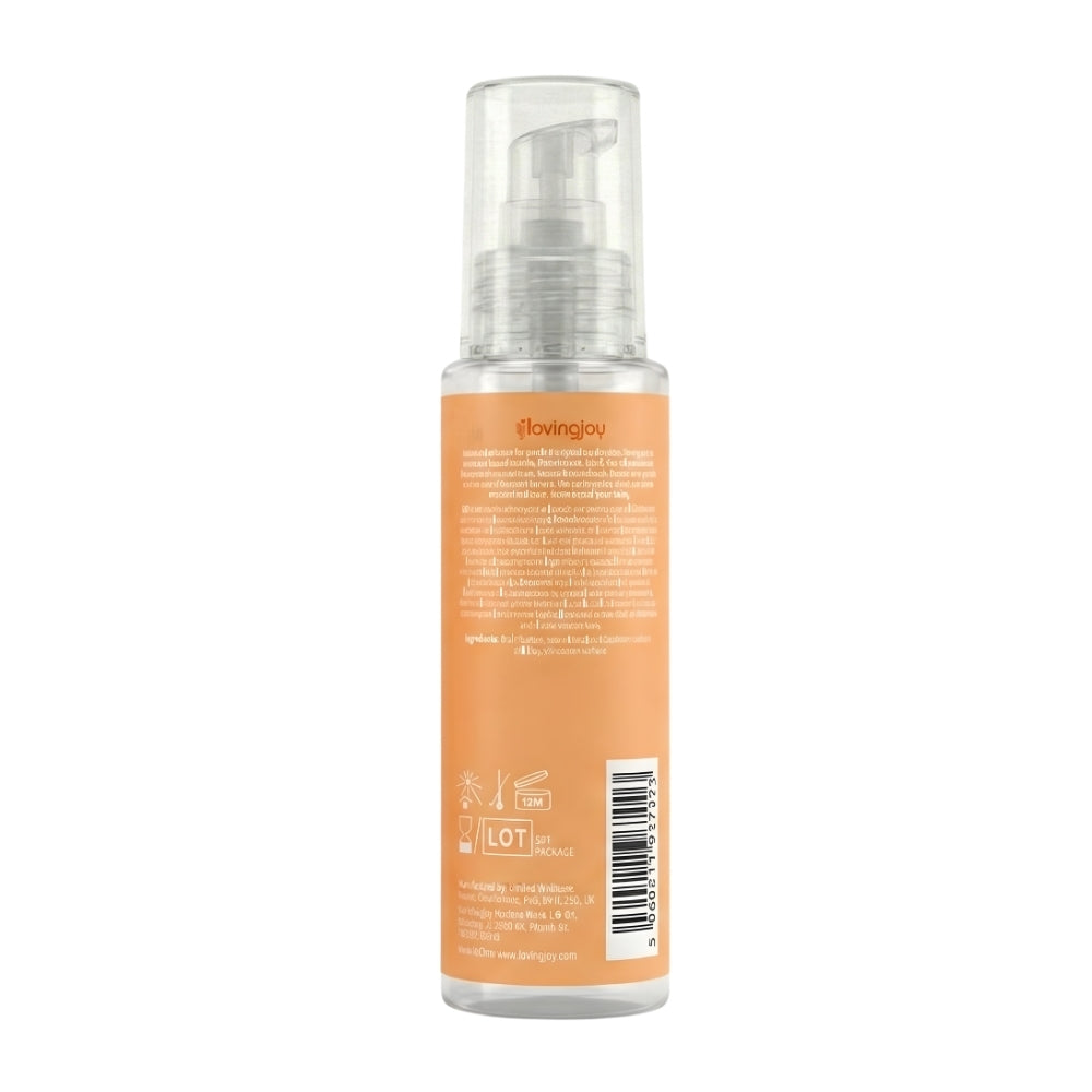 Loving Joy Peach Flavored Lubricant 100ml bottle with a smooth label, designed for intimate use and enhanced pleasure.
