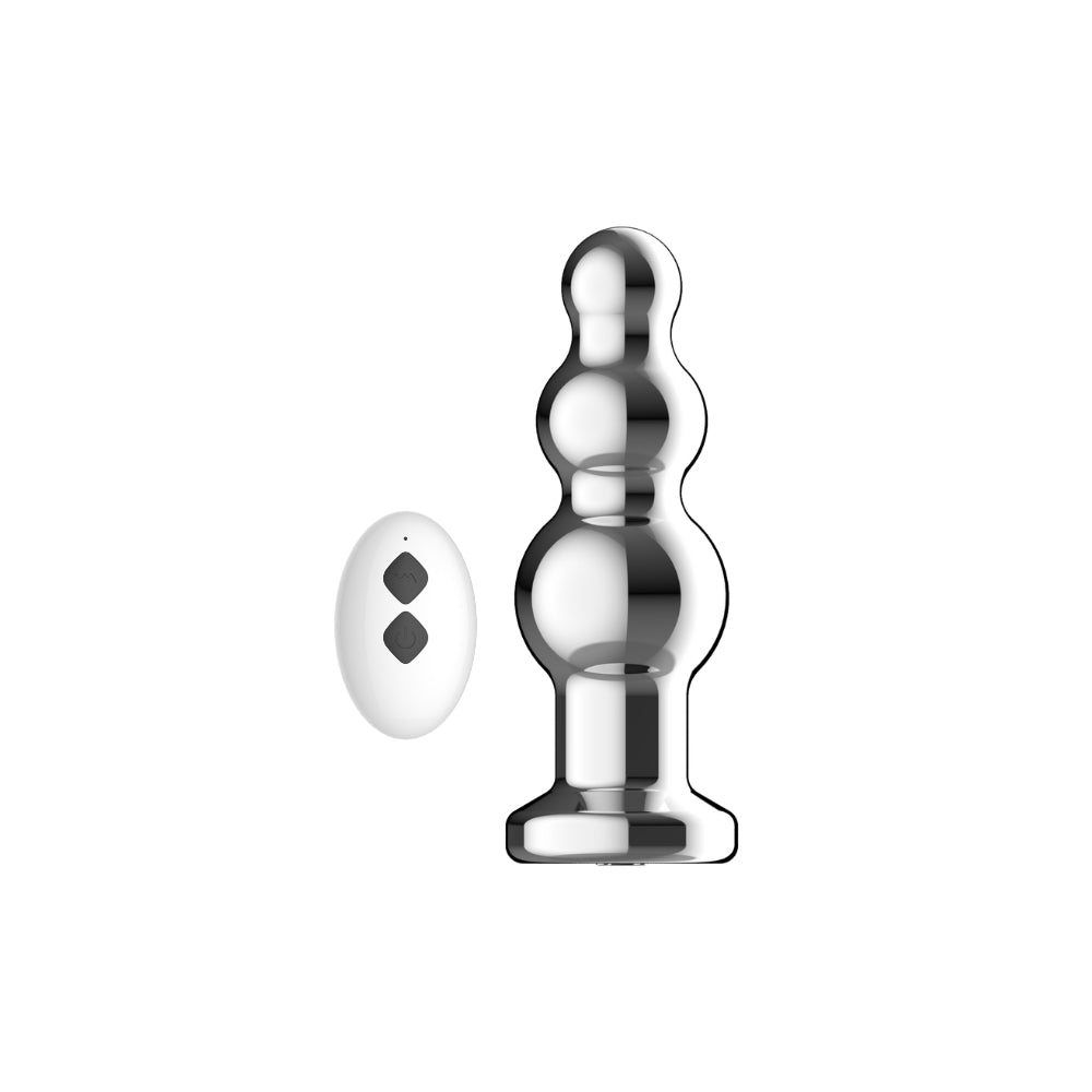 Toosh remote-controlled metal vibrating anal beads in sleek design, showcasing smooth texture and versatile control features.