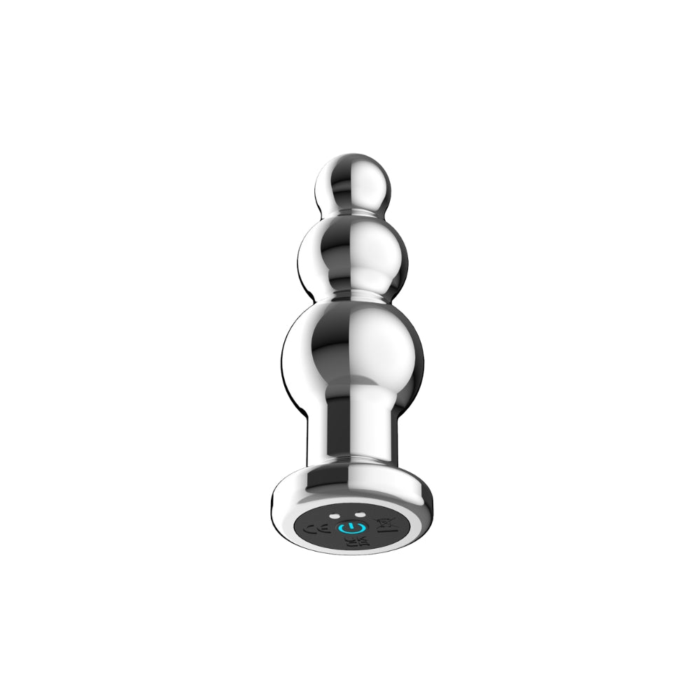Toosh remote-controlled metal vibrating anal beads with a smooth finish and ergonomic design for enhanced pleasure.