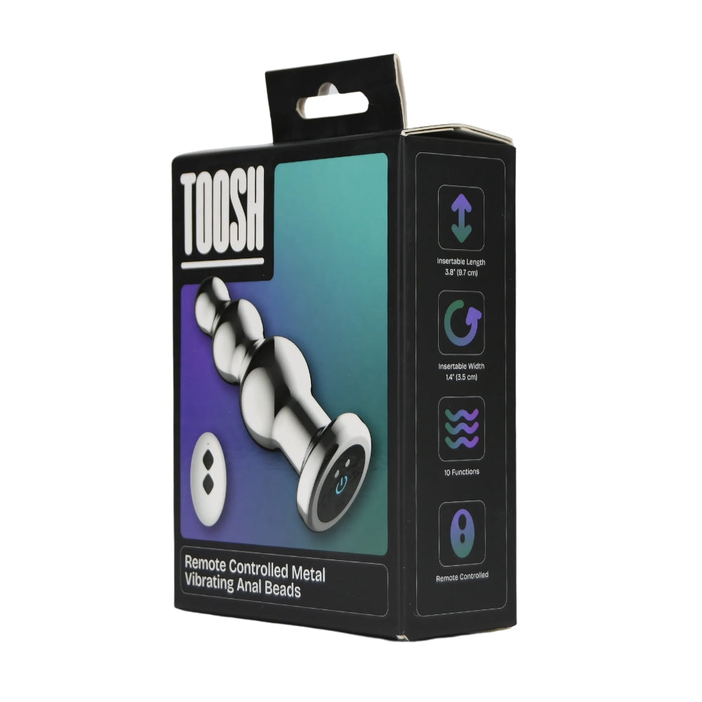 Toosh remote-controlled metal vibrating anal beads with a sleek design and ergonomic shape for enhanced pleasure.