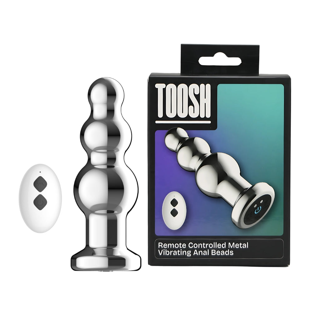 Toosh remote-controlled metal vibrating anal beads with a sleek design and ergonomic shape for enhanced pleasure.