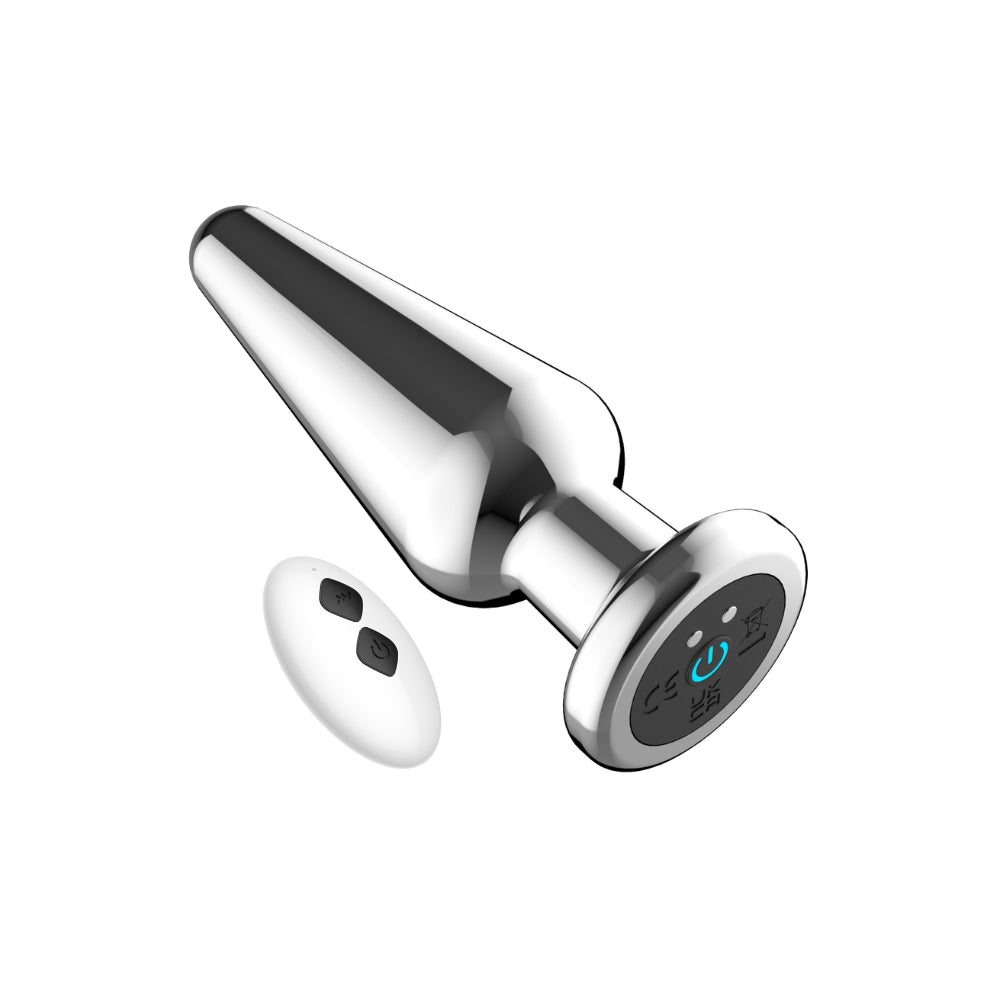 Toosh remote controlled metal vibrating butt plug with sleek design and ergonomic shape for comfortable use.