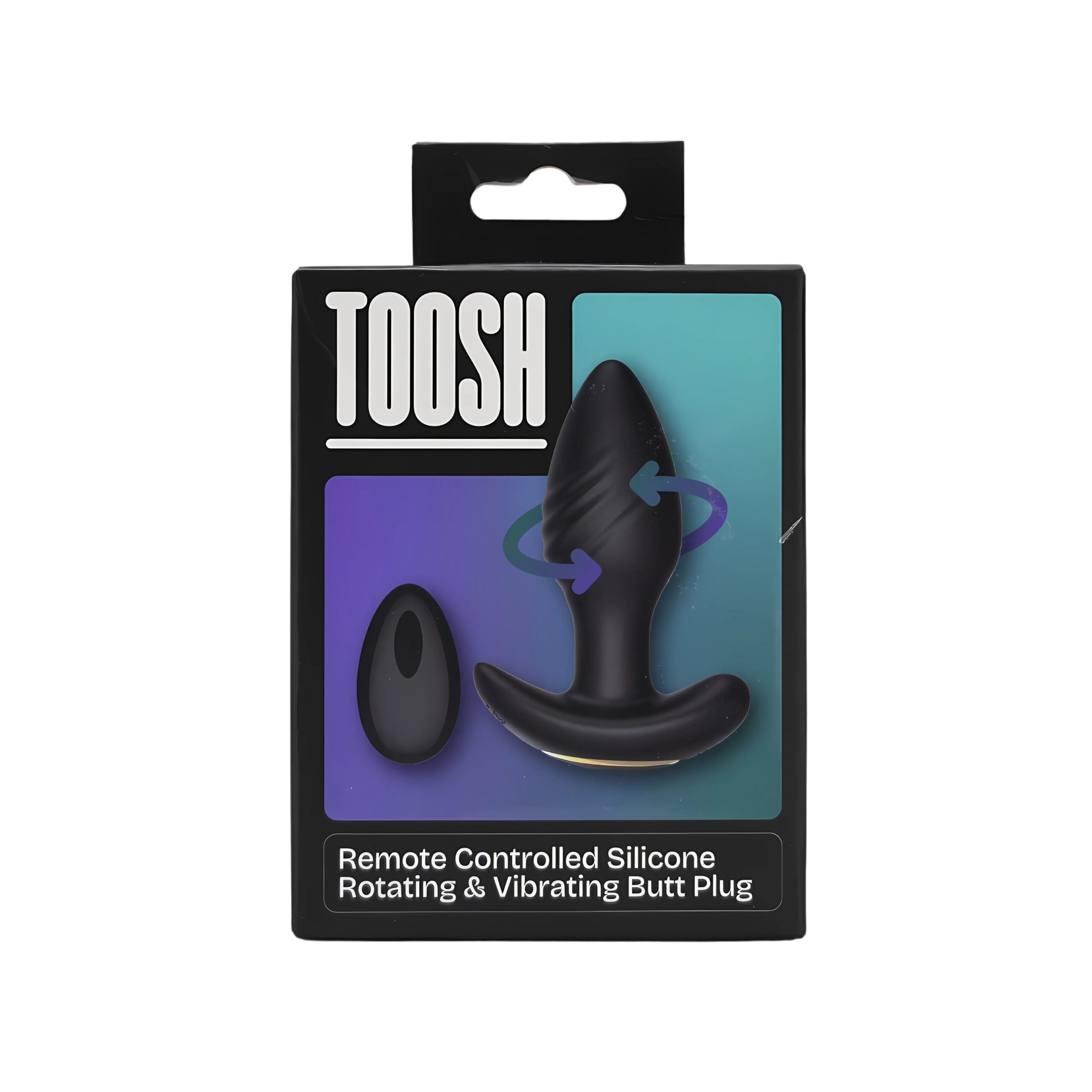 Toosh remote-controlled silicone butt plug with rotating and vibrating features, shown in a close-up view.