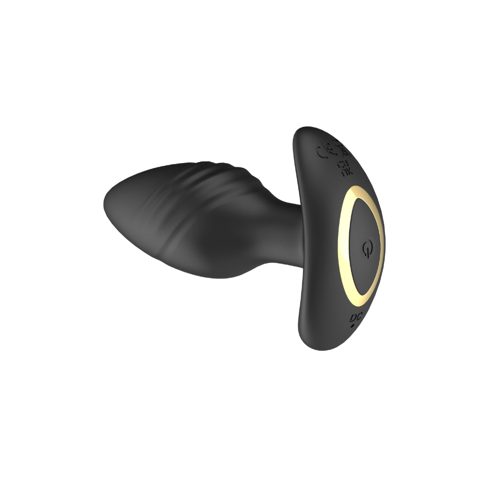 Toosh remote controlled silicone butt plug featuring rotating and vibrating functions for enhanced pleasure.