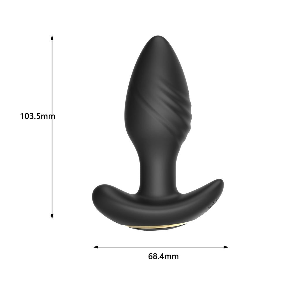 Toosh remote-controlled silicone butt plug with rotating and vibrating features, showcasing its smooth design and shape.