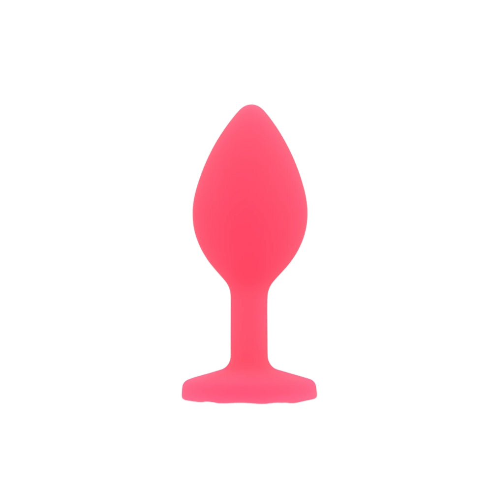 Small pink silicone butt plug from Toosh, featuring a smooth design and tapered tip for comfortable use.