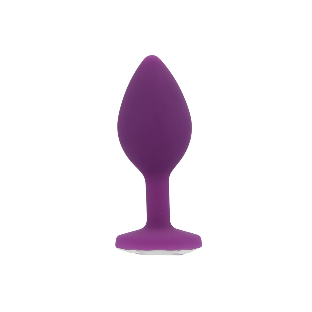 Toosh purple silicone small butt plug, smooth and tapered for comfortable insertion, designed for adult pleasure and anal stimulation.