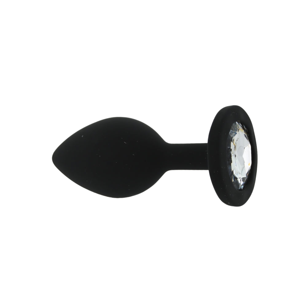 Small black silicone butt plug from Toosh, designed for comfortable insertion and discreet anal pleasure.