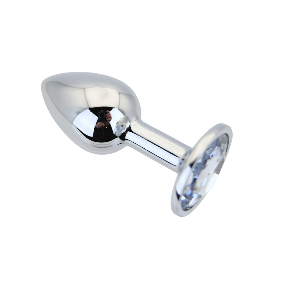 Toosh Silver Metal Butt Plug Small Clear Stone anaalitappi