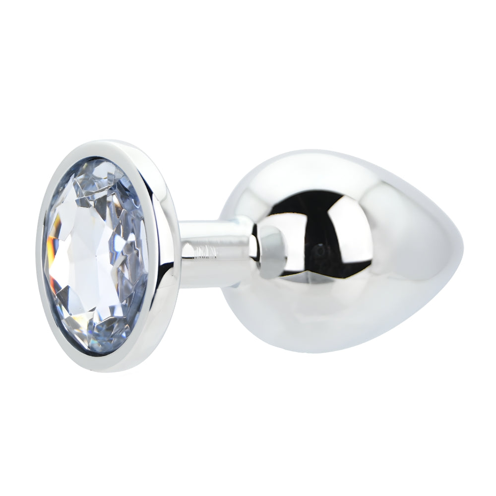 Toosh Silver Metal Butt Plug Large Clear Stone anaalitappi