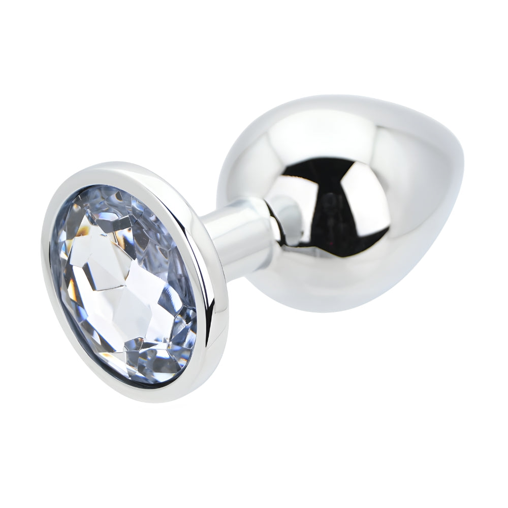 Toosh Silver Metal Butt Plug Large Clear Stone anaalitappi