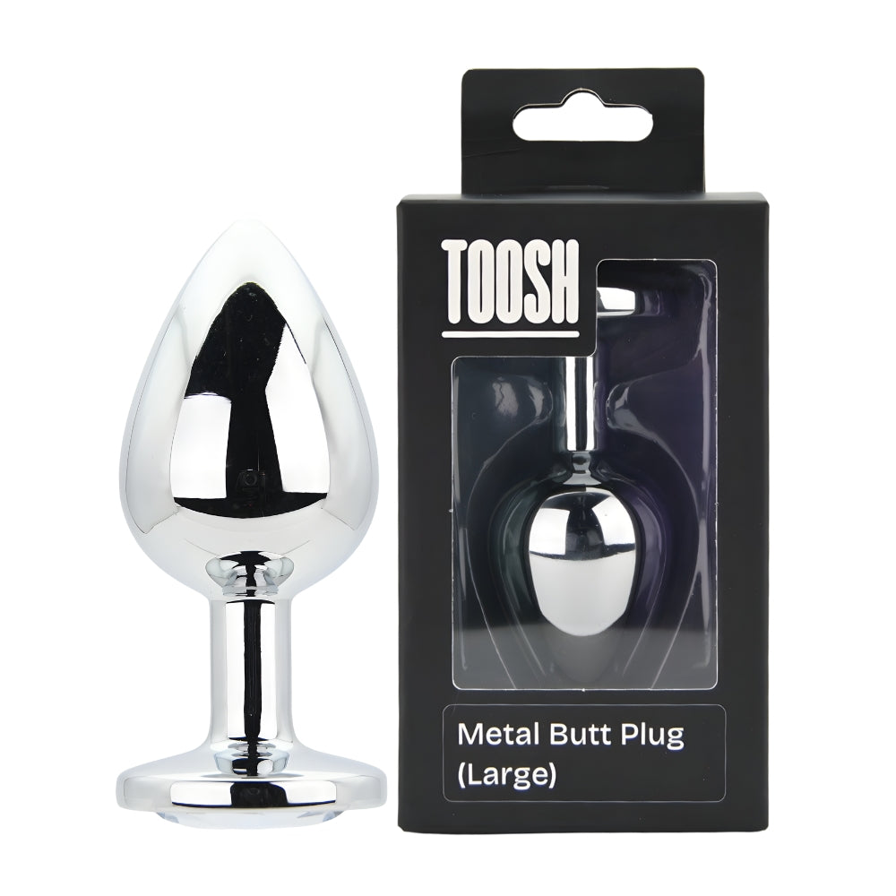 Toosh Silver Metal Butt Plug Large Clear Stone anaalitappi | intimi.fi
