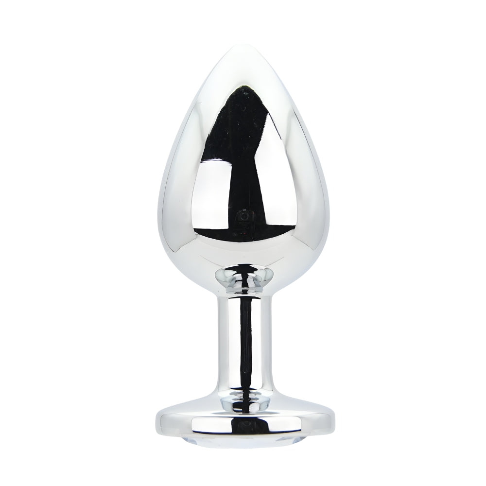 Toosh Silver Metal Butt Plug Large Clear Stone anaalitappi