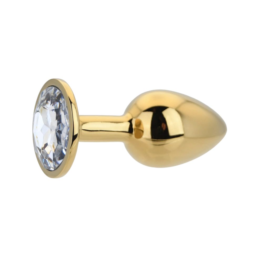 Toosh Gold Metal Butt Plug Small Clear Stone anaalitappi