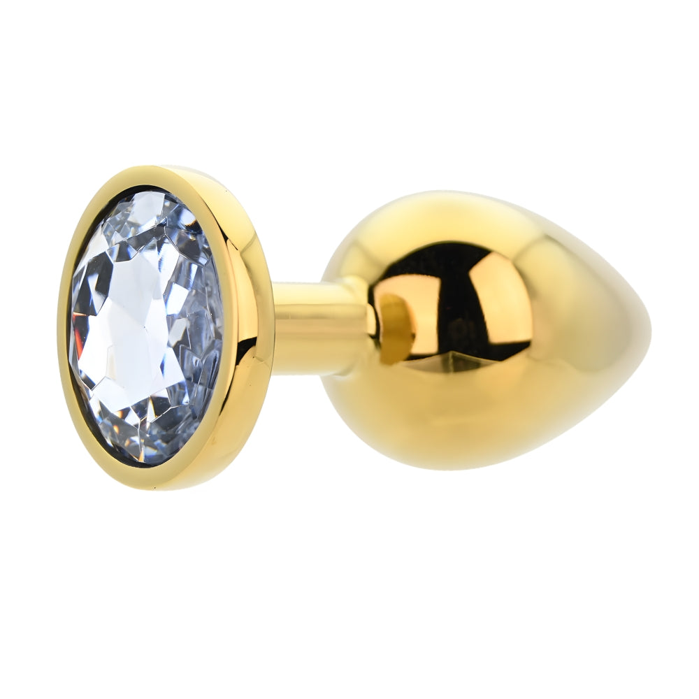 Toosh Gold Metal Butt Plug Large Clear Stone anaalitappi