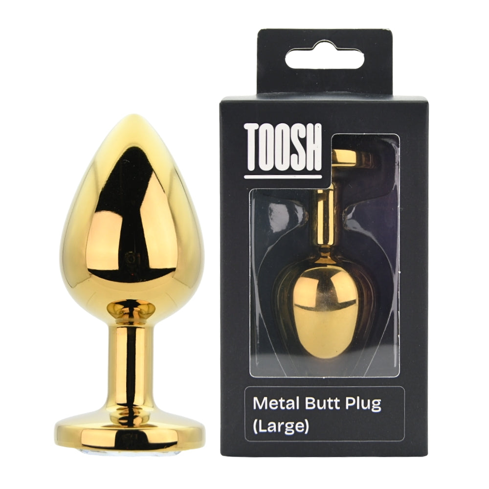 Toosh Gold Metal Butt Plug Large Clear Stone anaalitappi | intimi.fi