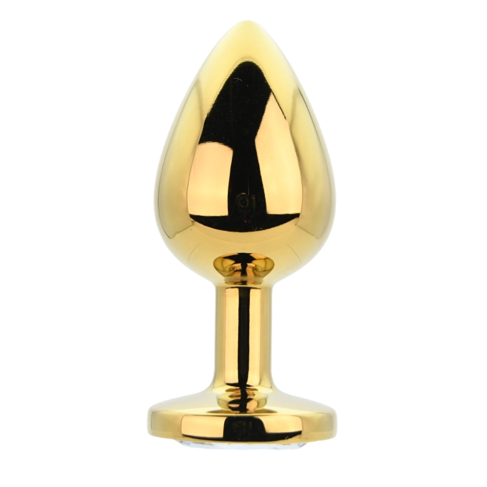 Toosh Gold Metal Butt Plug Large Clear Stone anaalitappi