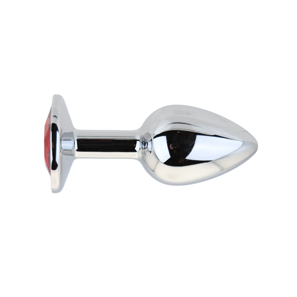 Toosh Silver Metal Butt Plug Small Red Stone anaalitappi