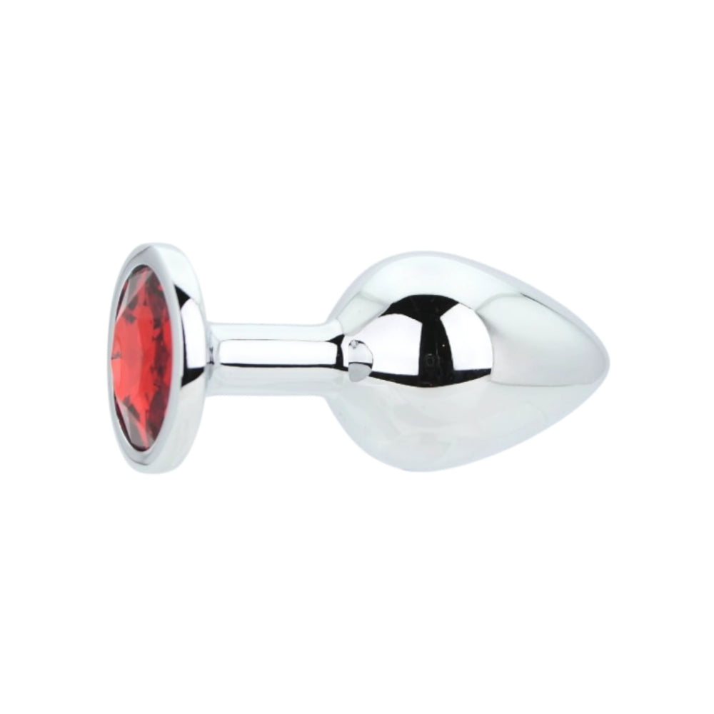 Toosh Silver Metal Butt Plug Medium Red Stone anaalitappi