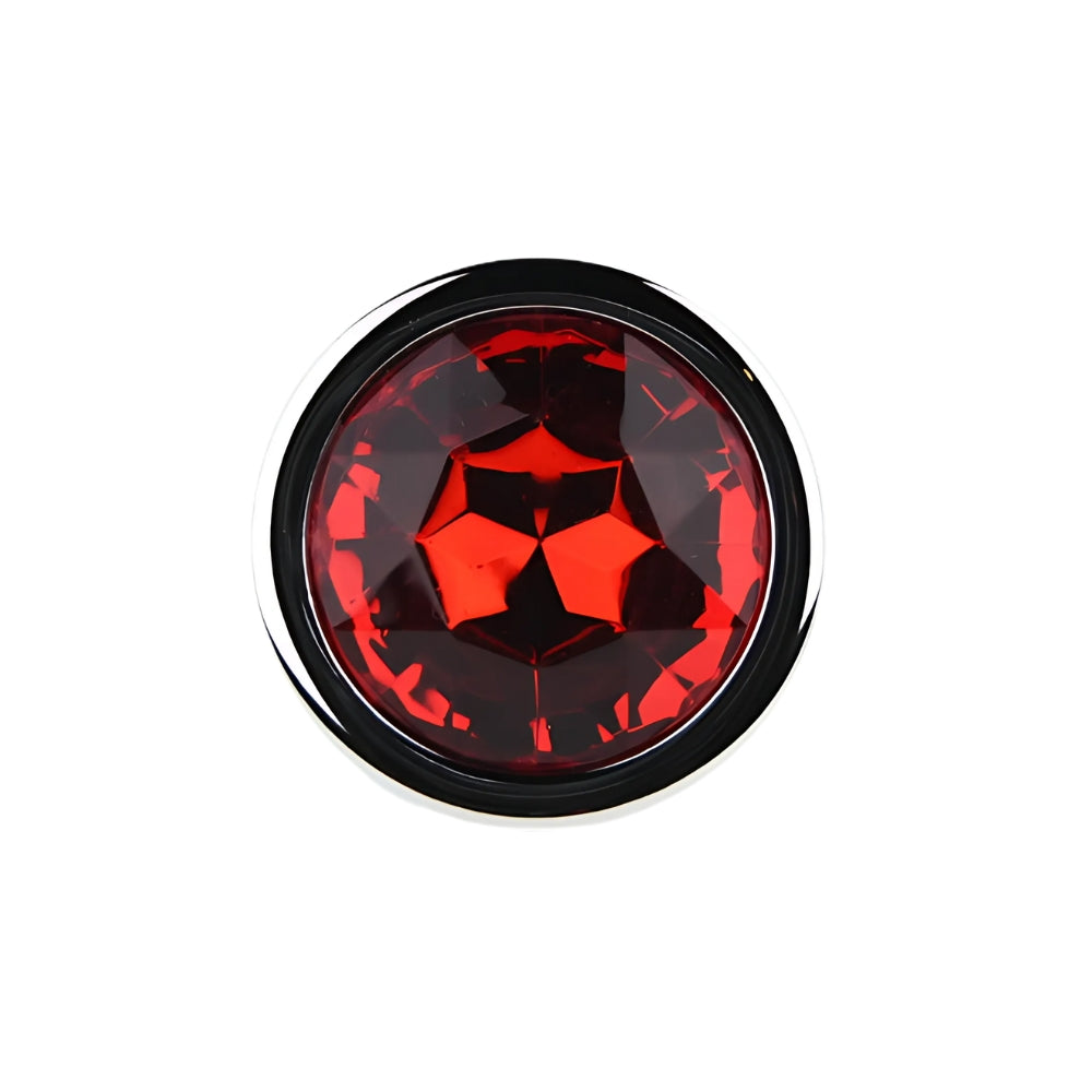 Toosh Silver Metal Butt Plug Medium Red Stone anaalitappi