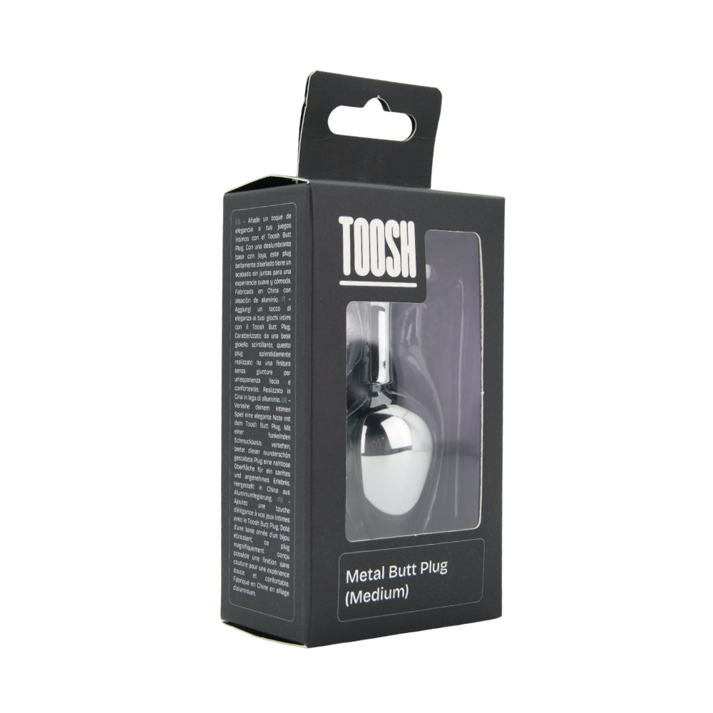 Toosh Silver Metal Butt Plug Medium Red Stone anaalitappi