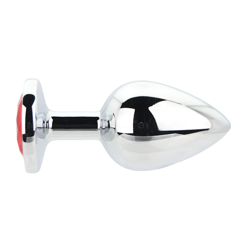 Toosh Silver Metal Butt Plug Large Red Stone anaalitappi