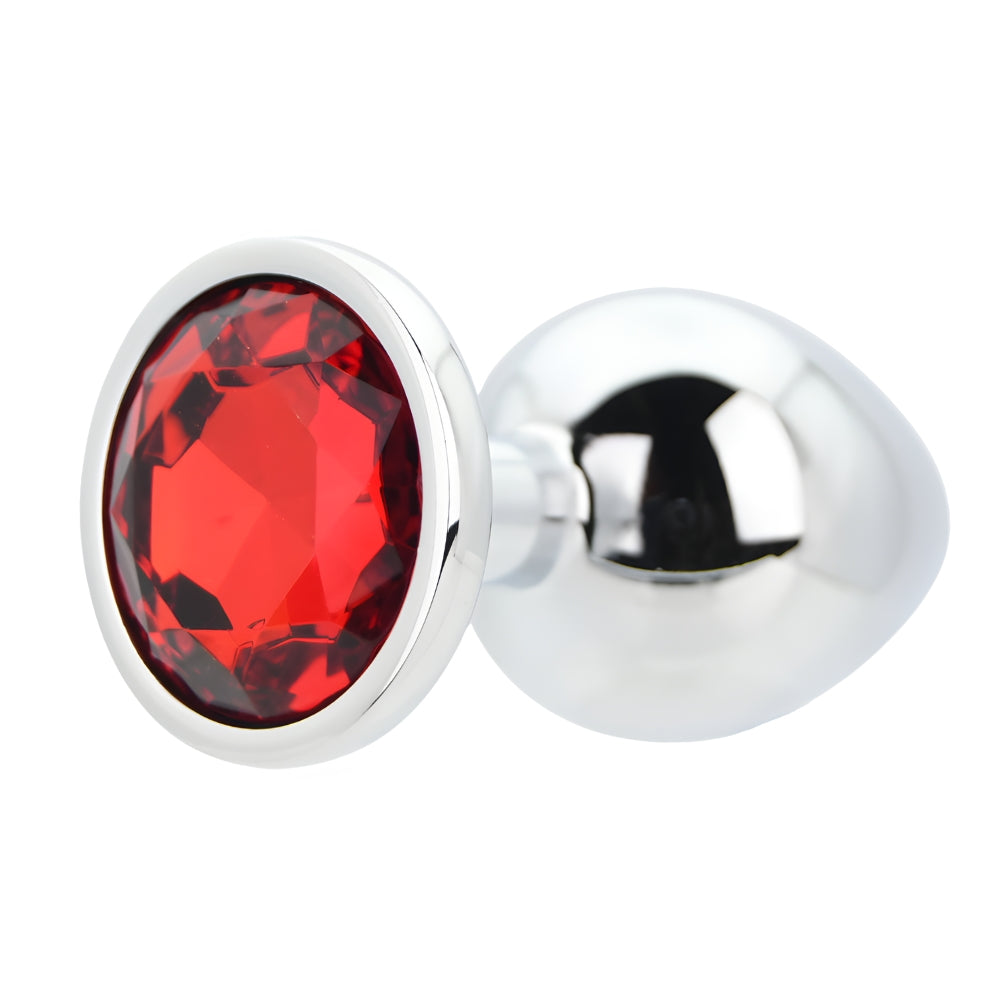 Toosh Silver Metal Butt Plug Large Red Stone anaalitappi