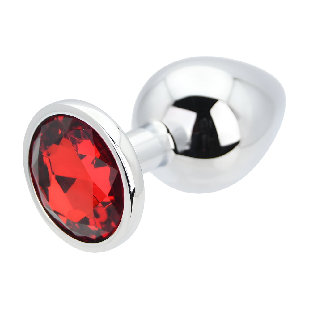 Toosh Silver Metal Butt Plug Large Red Stone anaalitappi