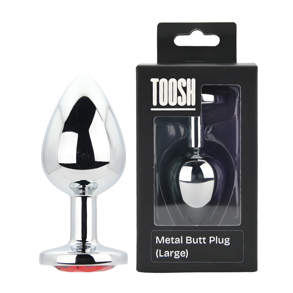 Toosh Silver Metal Butt Plug Large Red Stone anaalitappi | intimi.fi