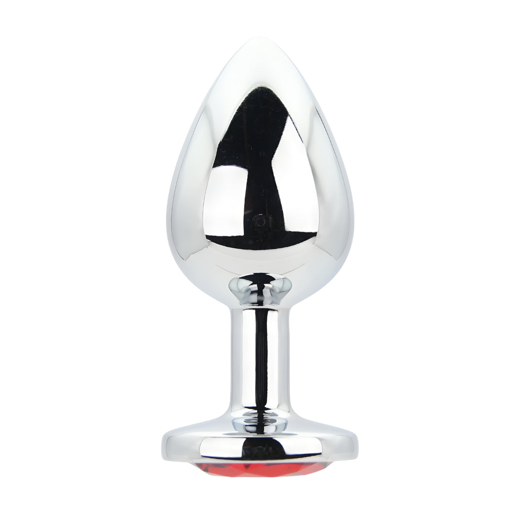 Toosh Silver Metal Butt Plug Large Red Stone anaalitappi